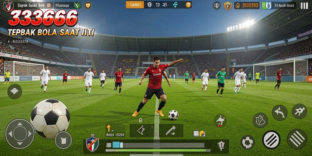 Screenshot gameplay <strong>333666</strong> yang menampilkan aksi sepak bola seru.