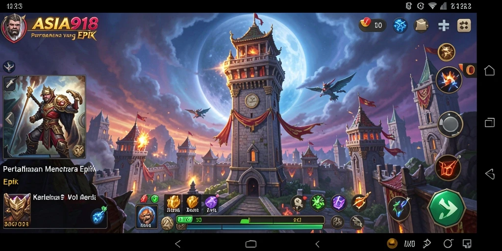 Gambaran gameplay menara pertahanan yang mendebarkan di ASIA918.