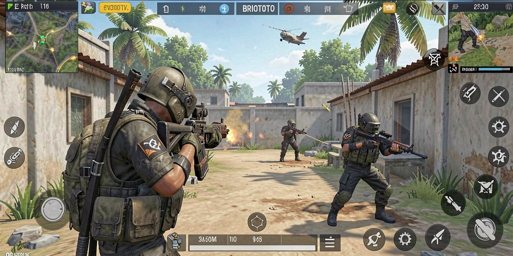 Screenshot BRIOTOTO menampilkan aksi seru di medan pertempuran Battle Royale.