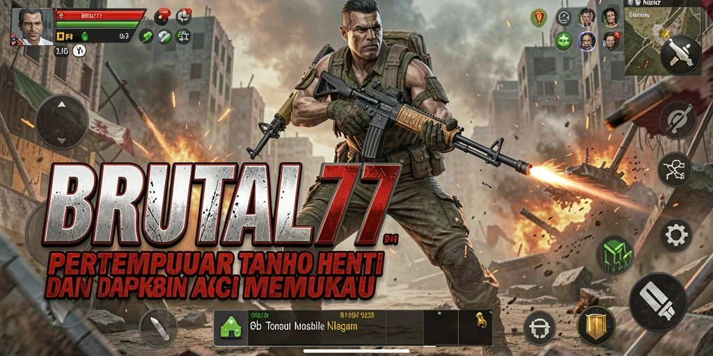 Tangkapan layar menampilkan aksi seru dalam game BRUTAL77.