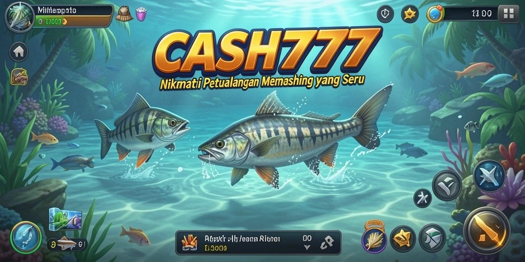 Screenshot gameplay CASH777 yang menunjukkan aksi memancing yang mendebarkan.