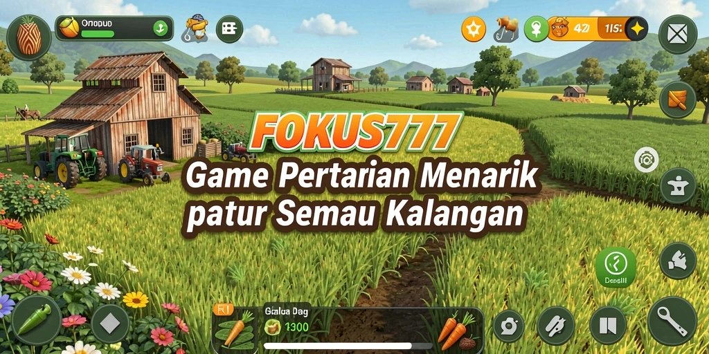 Screenshot gameplay FOKUS777 menampilkan keindahan kebun yang subur.