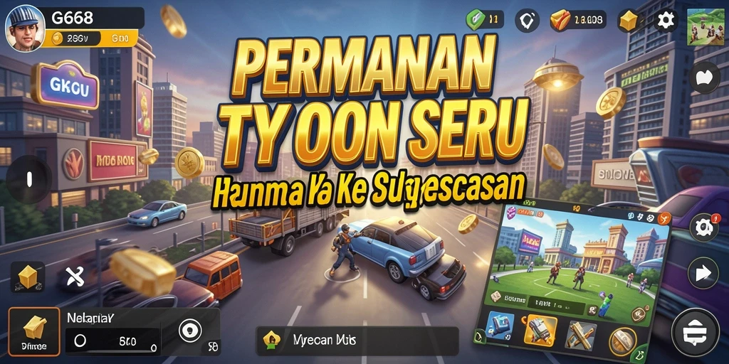 Tampilan gameplay G668 yang mendebarkan dalam dunia tycoon.
