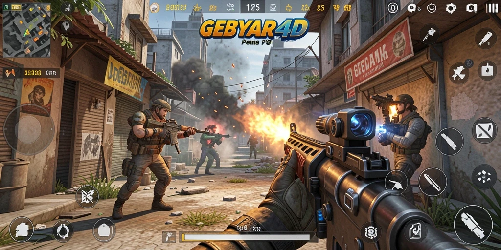 Screenshot GEBYAR4D menunjukkan aksi pertempuran yang menegangkan.