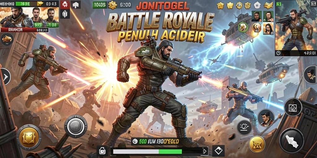 Gameplay seru di JONITOGEL dengan pertempuran Battle Royale.