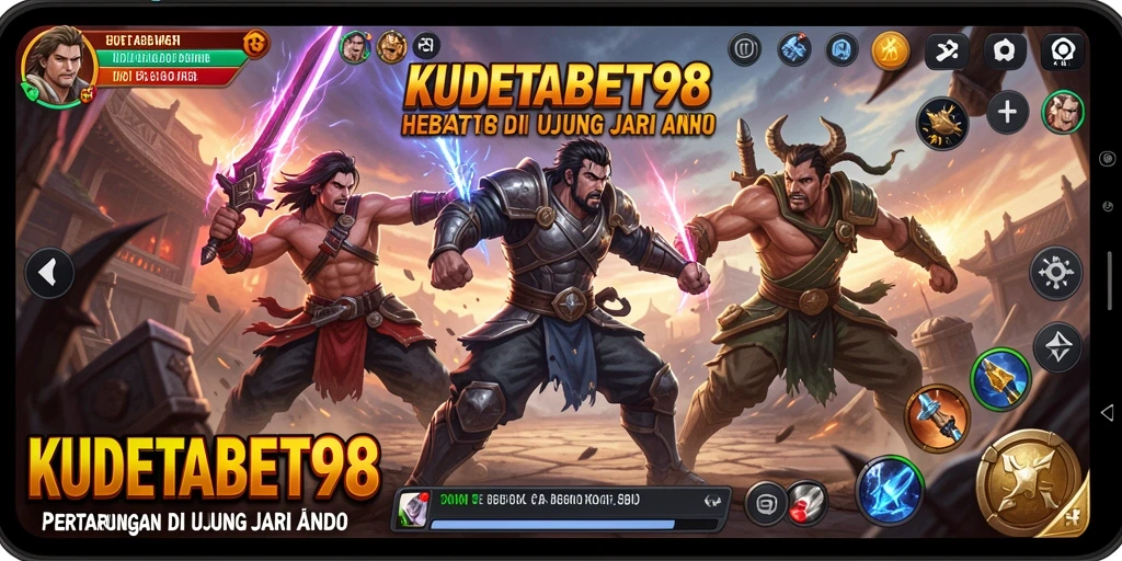 Screenshot pertarungan intens dalam KUDETABET98 yang menampilkan aksi karakter.