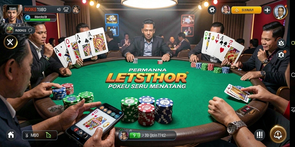 Tampilan gameplay Poker yang mendebarkan di LETSTHOR.