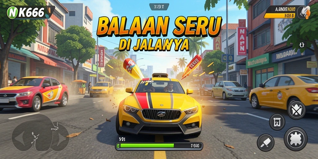 Tampilan screenshot NK666 yang menunjukkan serunya balapan di jalanan.