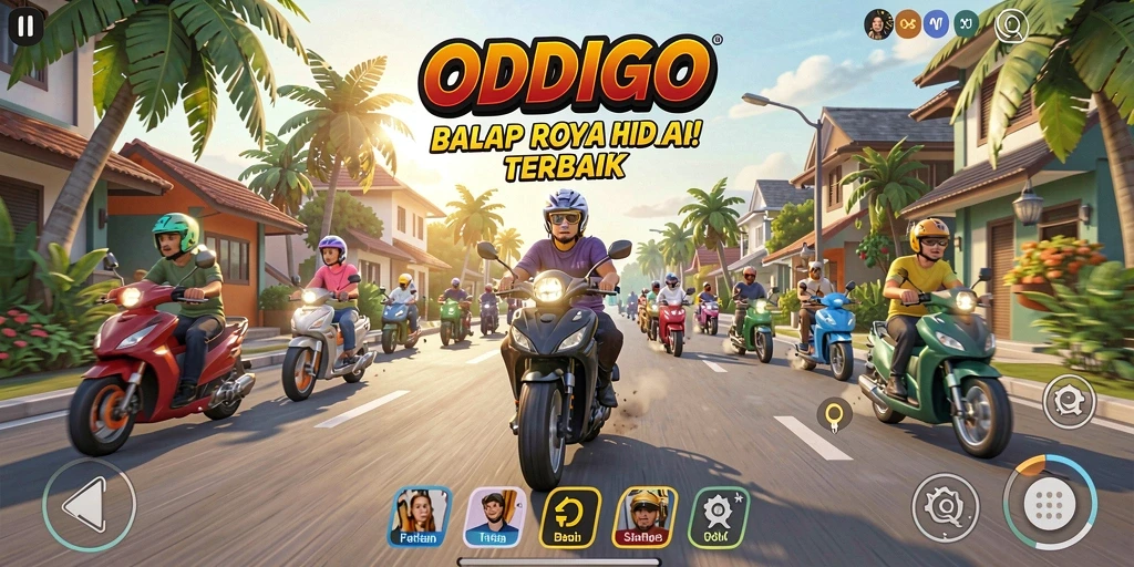 Tampilan permainan balap ODDIGO yang penuh aksi dan menegangkan.