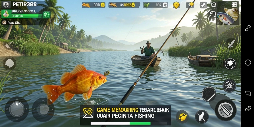 Screenshot utama PETIR388 menampilkan gameplay Fishing yang seru dan penuh warna.