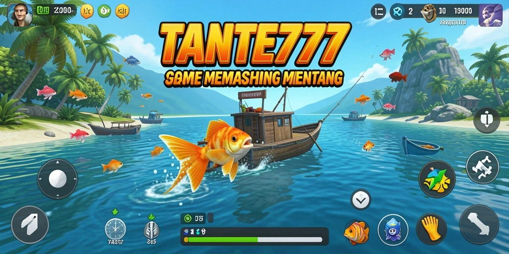 Gambaran gameplay mengasyikkan dalam TANTE777 dengan aktivitas memancing