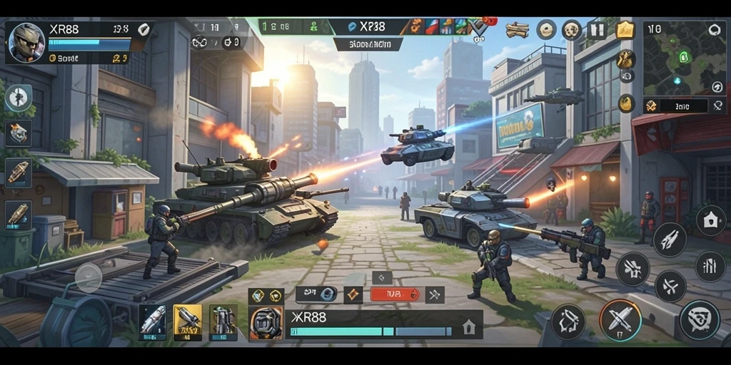 Tangkapan layar XR88 menampilkan pertempuran strategis yang intens dan mendalam.